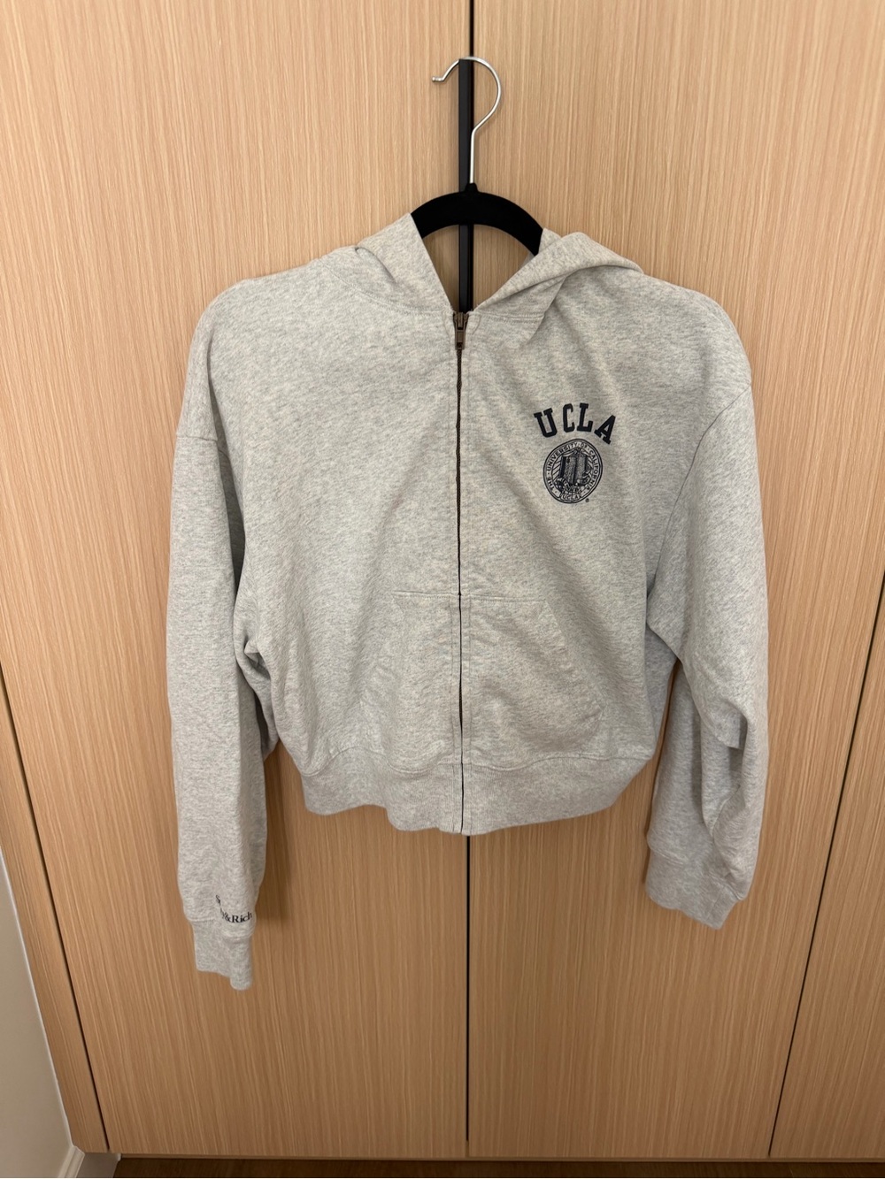 Sporty & Rich Light Gray UCLA Zip Hoodie Jacket